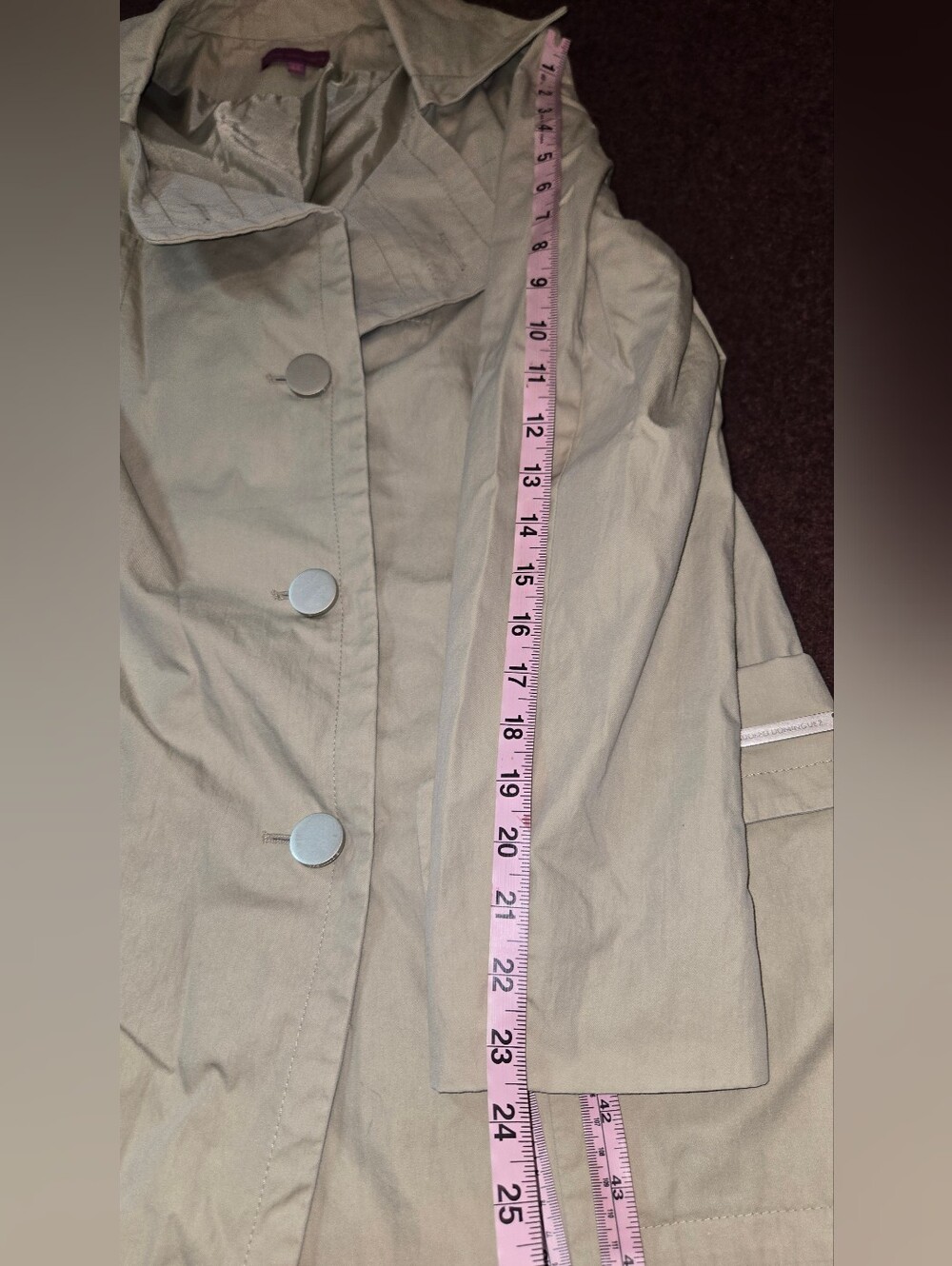 Aldofo Dominquez Mid Length Trench Coat Beige Size Medium - Picture 8 of 10